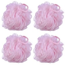 60g/pcs Pink Mesh Bath Sponge Shower Pouf Loofahs Puff Pack of 4