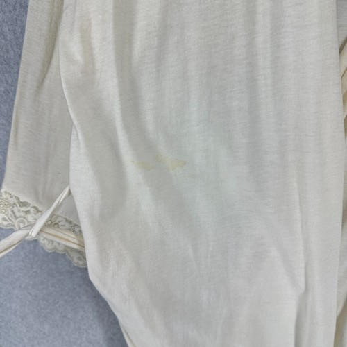 VTG Victorias Secret Robe Nightgown Womens M Beige Lace Cotton Peignoir Set READ - Picture 17 of 23