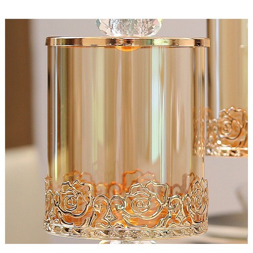Crystal Glass Storage Jar with Lid Candy Storage Desk Decoration Nut Organizer - Picture 20 of 22