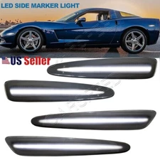 Front &Rear White LED Side Marker Light Lamp Set For 2005-2013 Chevy Corvette C6