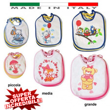 6 bavette neonato bavagli piccolo medio grande lacci o elastico in spugna e PVC