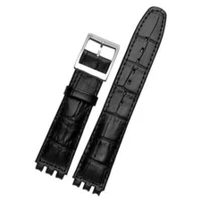 Leather Watch Strap For Swatch YCS YAS YGS IRONY Series 17mm 19mm Black Brown