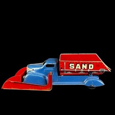 1940's MARX Pressed Steel Tin-Litho Toy Sand  Gravel Dump Truck