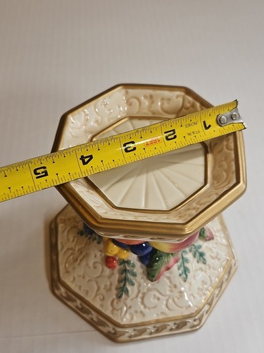 VINTAGE Fitz and Floyd Venezia Autumn Harvest Fruit Pillar Candle Holder 5"Tall - Picture 9 of 11