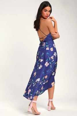 royal blue floral print dress