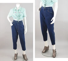 Vintage Gitano Jeans Dark Blue, High Waisted Cropped, Women's 30x25" Short