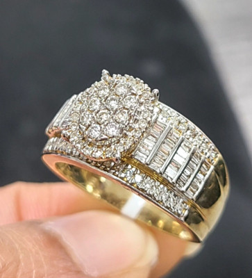 1,05 kt echter Cluster-Damenring Cluster oval Aschenputtel 10 kt Gold
