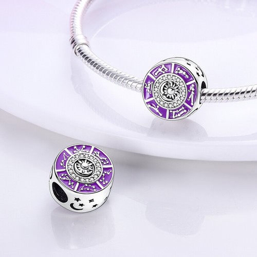 MULA European Moon Star Zodiac DIY Charm AAA CZ For Bracelet 925 Sterling Silver - Picture 4 of 6