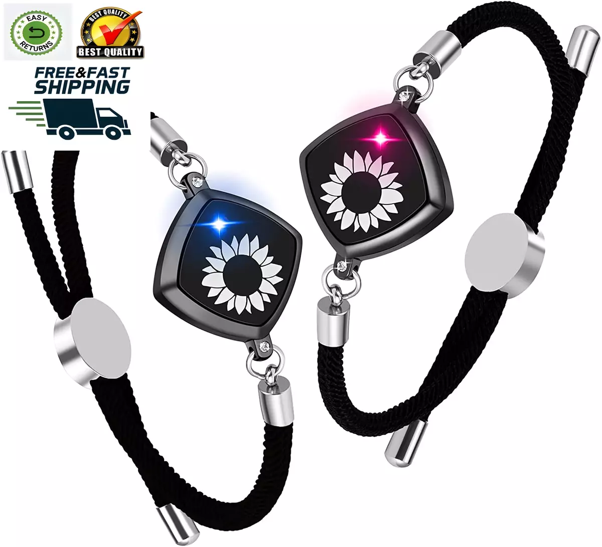 Long Distance Touch Bracelets Jewelry Set of 2 Remote Smart