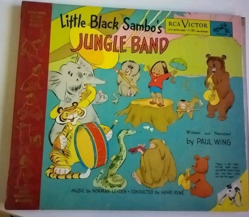 VINTAGE 1950 LITTLE BLACK SAMBO'S JUNGLE BAND ALBUM STORY BOOK & 2 VINYL RECORDS