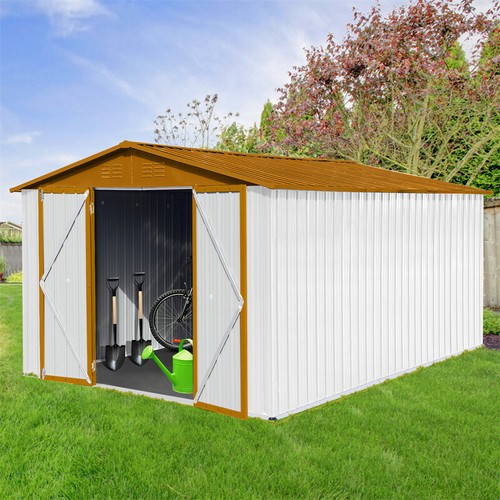 12x10 FT Outdoor Storage Shed Metal Garden Shed w/Hinged Door for Backyard Patio - Picture 6 of 7