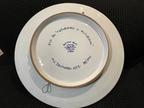 Piatto Futurista di Mario Guido Dal Monte Ceramica Gatto Faenza - Foto 12 di 13