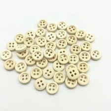 Pkg of 100 Small Natural 3/8" (10mm) 4-hole Wood Ring Buttons (9089) Crafts