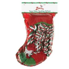 Zanies Santa's Super Dog Stocking Gift Christmas Holiday 10 Toys Berber Tug Chew