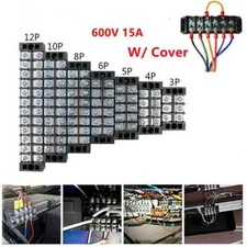 Dual Row 3-12 Positions 600V 15A Screw Terminal Block Barrier Terminal Strip