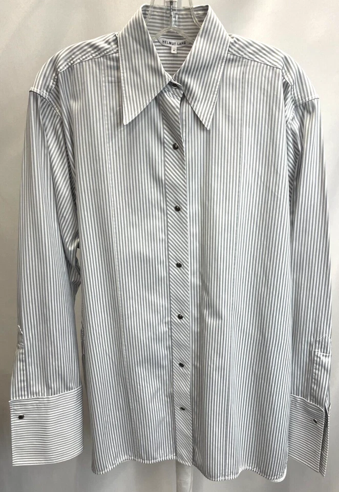 Women's Helmut Lang Striped Button Down Blouse Size S - Image 4 of 4