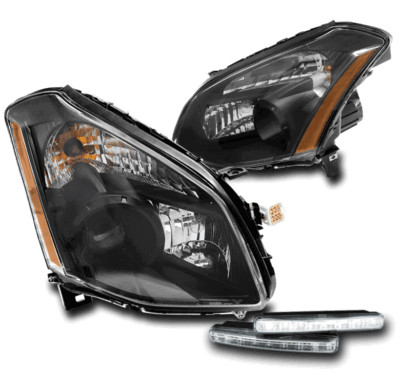For 07-08 Maxima SE SL Black Replacement Projector Headlights w/LED DRL Signal