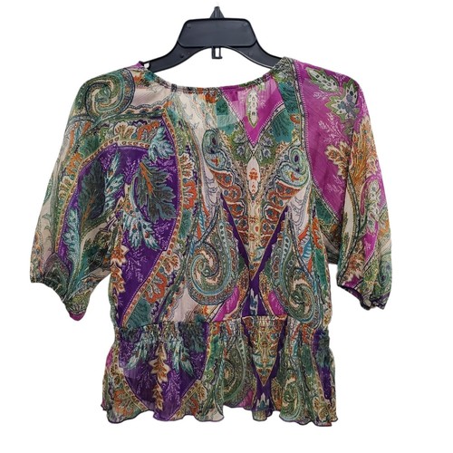 BCXGirl Multicolor Boho Chiffon Overlay Long Sleeve Top Blouse Girl's Size L - Picture 4 of 4