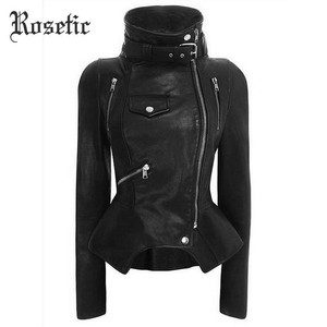Manteau Cuir Similicuir En Jacket Rock Moto Gothique Biker Femme Noir qSfOOw