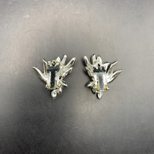 Orecchini Clip On Tono Argento Foglie Foglie Classico Vintage - Foto 5 di 7