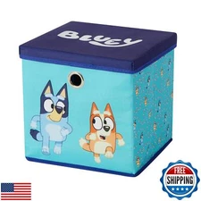 Idea Nuova Bluey Collapsible Fabric Storage Cube,10” Organizer Bin with Lid f