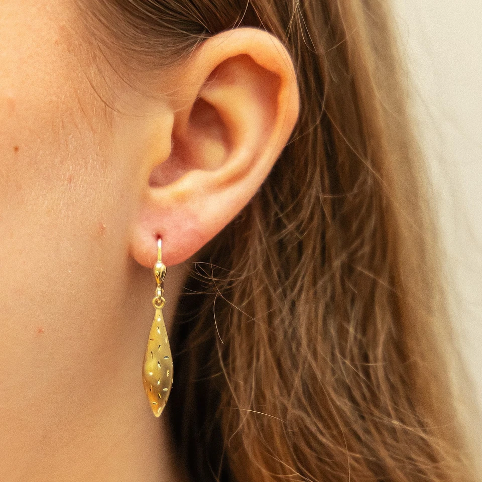 Edle 333 Gelbgold Ohrhänger in Tropfenform ansprechende Länge von 3,8 cm 8 Karat - Bild 3 von 4