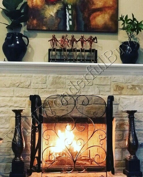 Woodfield 3 Panel Rubbed Oil Bronze Fireplace Screen Screen For