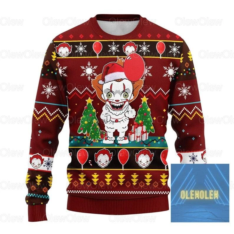 Christmas Pennywise Sweater, Pennywise Ugly Sweater, Pennywise Ugly Christmas Sw