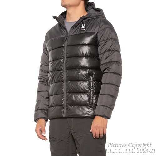 NEW/NWT MENS BLACK PUFFER HOODIE THERMAWEB CIRCUIT SPYDER WINTER JACKET SZ=L - 第 4/9 張圖片