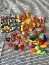 Assorted Play Food 120 Piece Lot Fruit Vegetables Meat Bread Fast Food Grocery