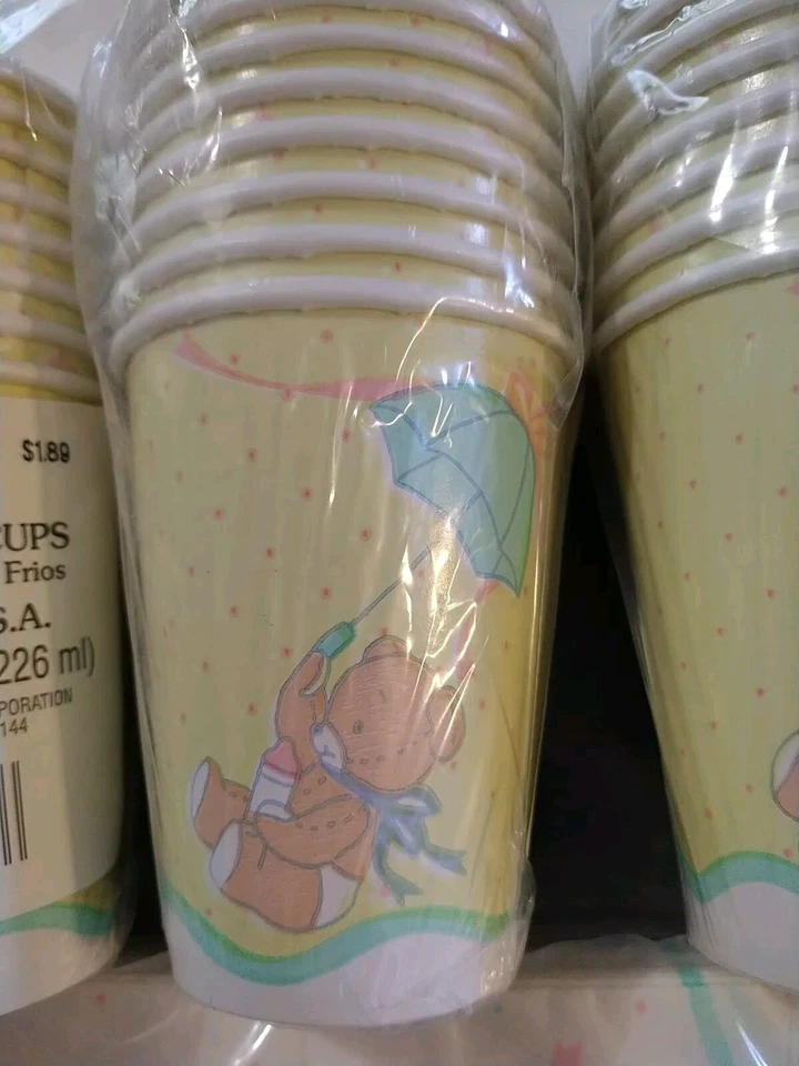 Servilletas de baby shower American Greetings 1991 vintage tazas mantel oso y pony Foto 3 de 4