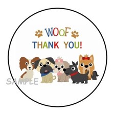 30 THANK YOU PUPPIES ENVELOPE SEALS LABELS STICKERS 1.5" ROUND DOGS