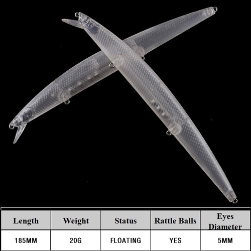 10PCS 18.5cm 20g Long Cast Rattle Minnow Unpainted Bait Blank Fishing Lure model - Picture 2 of 7
