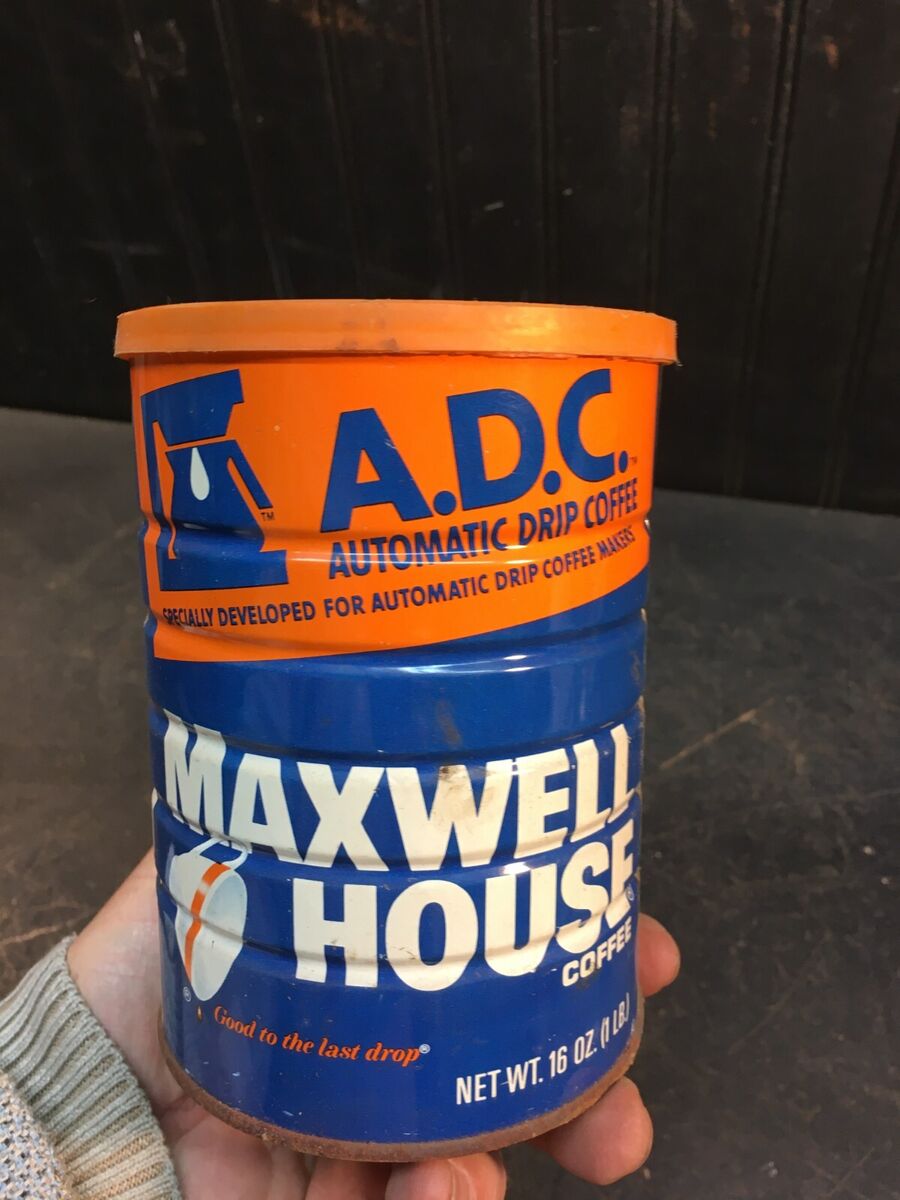 【返品?交換対象商品】 Vintage 16 OZ Maxwell House ADC Coffee Tin with Orange Lid カップ