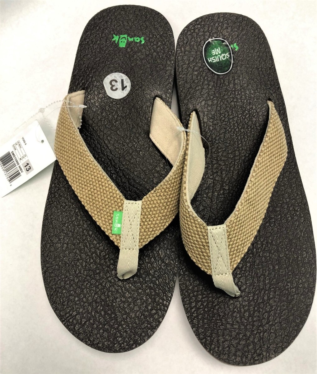 Sanuk Men's Yogi 4 Comfort Cushioned Yoga Mat Footbed Flip Flops Sandals  NEW