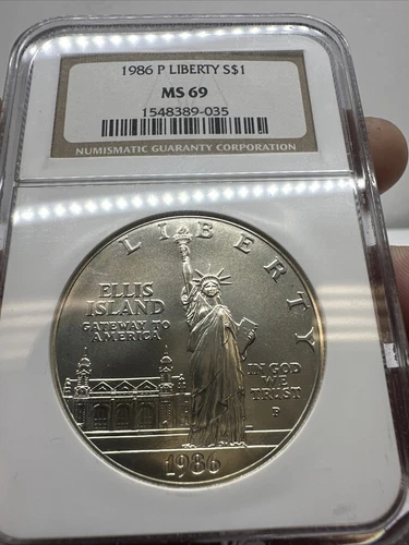 1986-P Statue of Liberty Commemorative Silver Dollar +NGC + MS 69 #1548389-035
