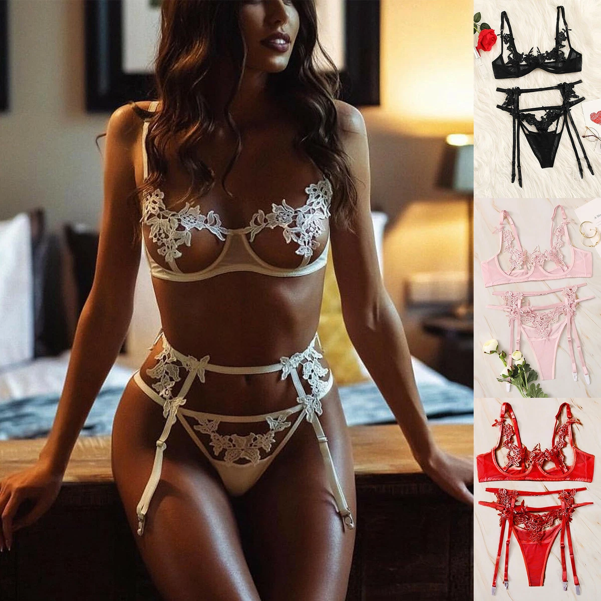 Women Lingerie Corset Lace Underwire Racy Muslin Bodysuit Temptation Underwear