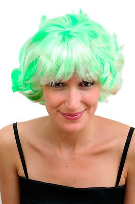 Perücke Damen Fasching grün blond platin bunt KESS & Frech kurz voluminös lm-475