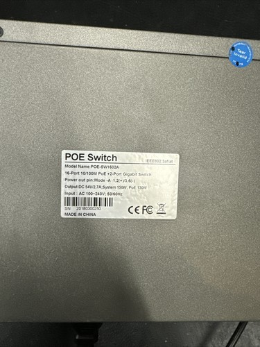 BV-Tech 16-Port PoE+ Switch w/2 Gigabit Uplink Ports POE-SW1602A - Picture 3 of 5