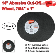 5 Pack 14" Abrasive Cut-Off Wheel, 7/64" x 1",For Ferrous Metals, Premium Design