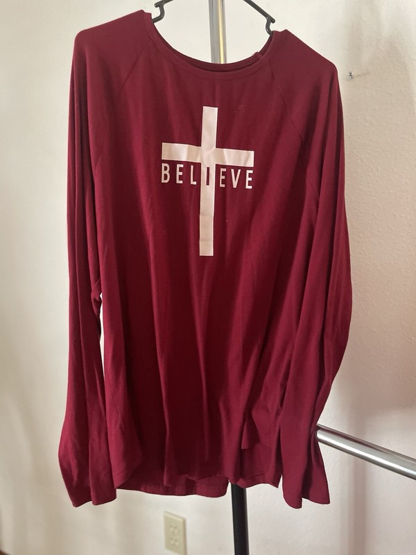 I believe Christian Burgundy long sleeve men’s shirt