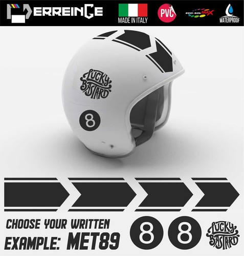KIT ADESIVI CASCO STRISCE STICKER DECAL SCOOTER MOTO HELMET LUCKY BASTARD PVC - Imagen 2 de 11