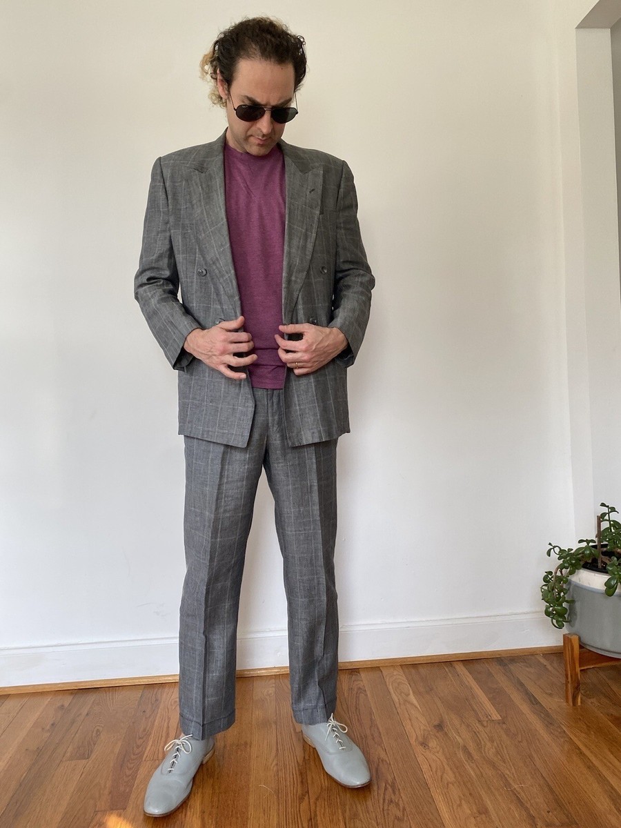 Valentino Uomo Vintage 1980's Mens Double Breasted Grey Suit
