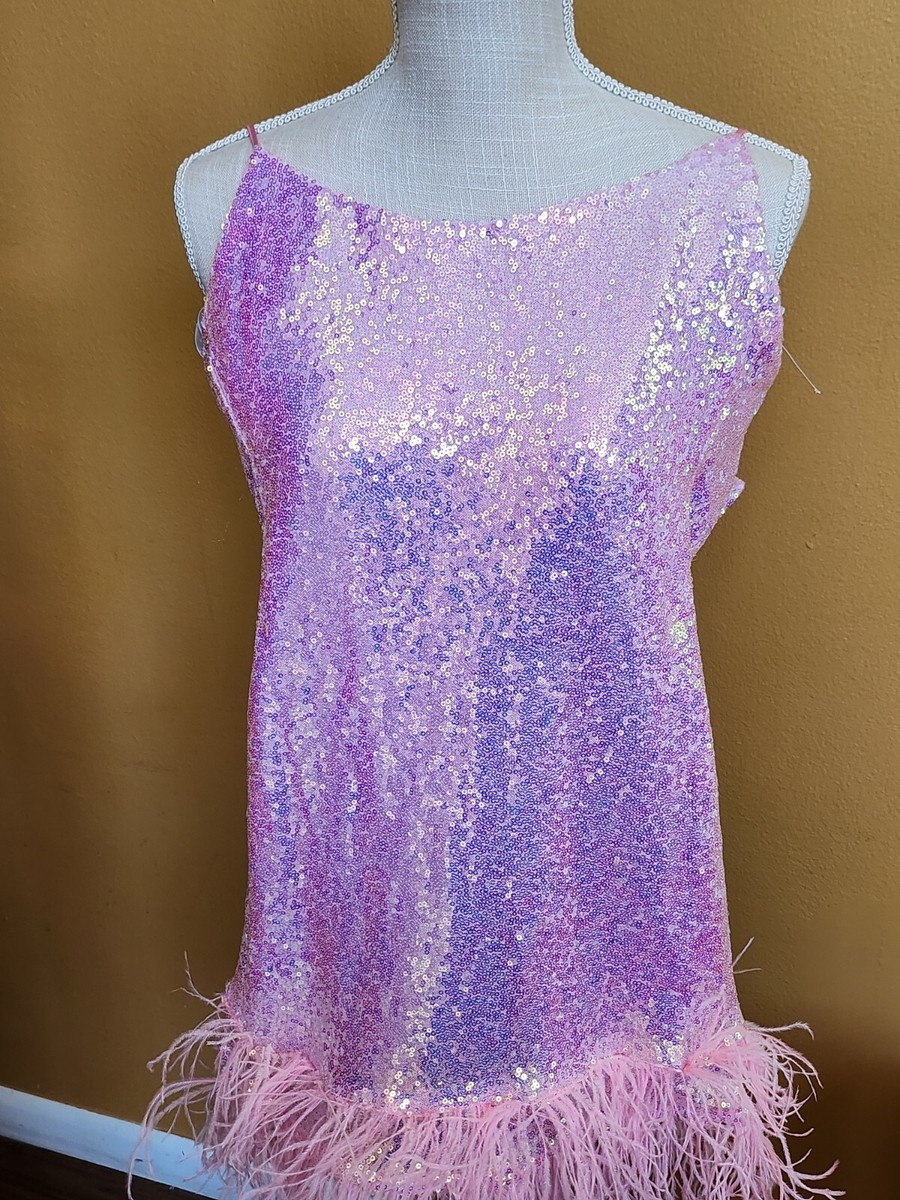 B Darlin Pink Sequine Feather Short Dress Size 0 New/tags | eBay