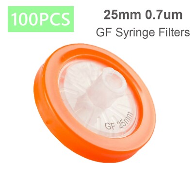 Nonsterile Glass Fiber Syringe Filters,0.7um,25mm,GF Membrane,Hydrophilic 100pcs
