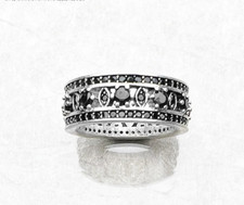 925 Sterling Silver Black Onyx Wide band Ring sz 7,8,9