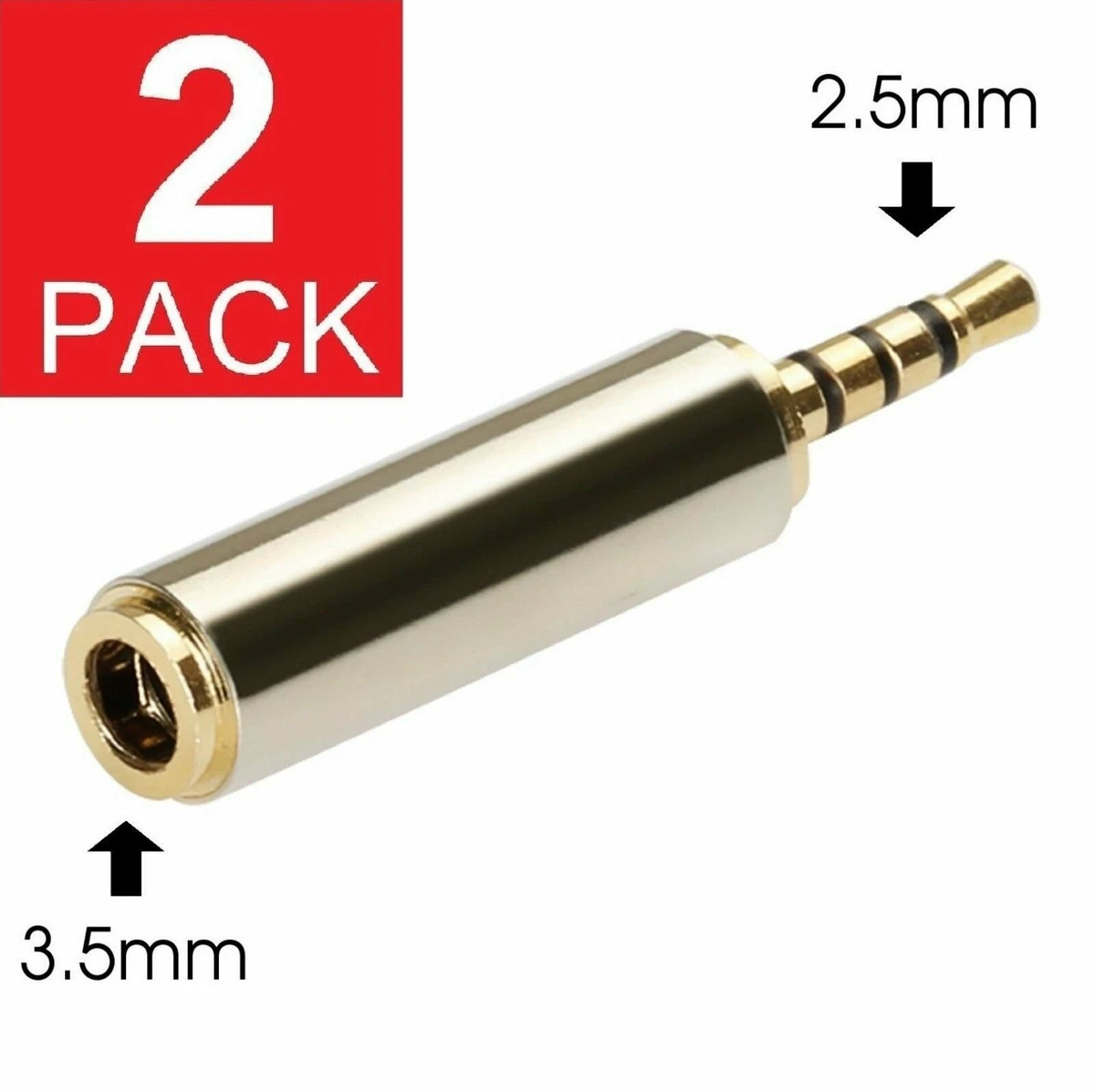 Gold 3.5mm Female to 2.5mm Male Stereo Audio Headphone Jack