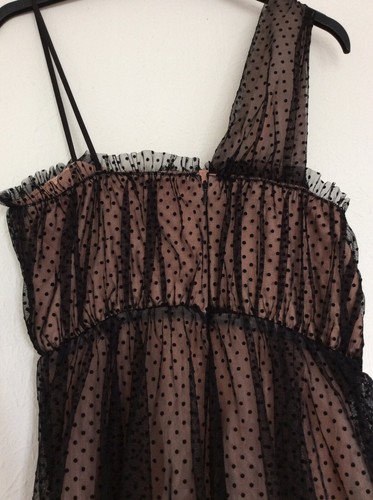 By Anthropologie One-Shoulder Tulle Dot Maxi Dress Black UK 8 RRP £200 - Picture 7 of 13