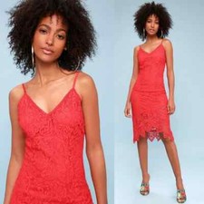 BB Dakota RSVP Rylee Lace Slip Dress in Glow Size 4 Midi Cocktail Wedding Event
