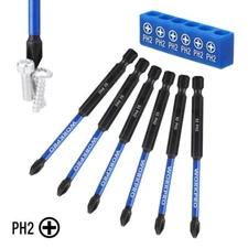 WORKPRO 6pcs of 4" PH2 impact phillips bits  S2 CNC Anti-Slip Magnetism Bits